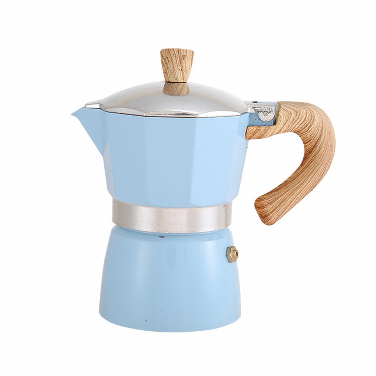 Portable Coffee Maker Wood Grain Handle Outdoor Manual Espresso Machine Camping - Beige-300ml.