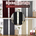 2pcs Semi Blackout Curtain Fabric Solid Colour Home Decor Drapes for Living Room - Black - 132x244cm