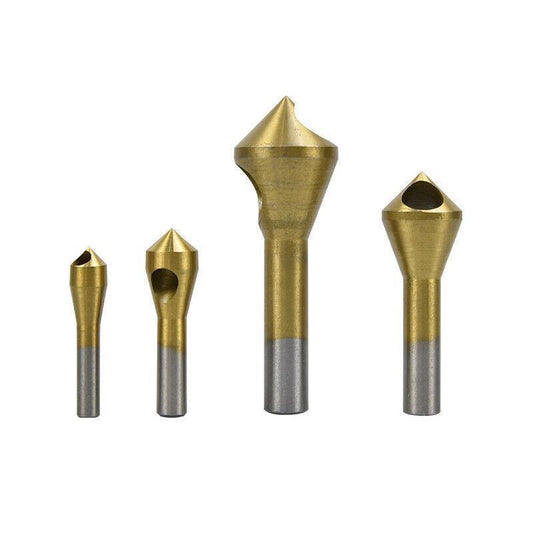 4PCS HSS Countersink Chamfer Drill Bit Set Titanium Coated Deburring Tools.