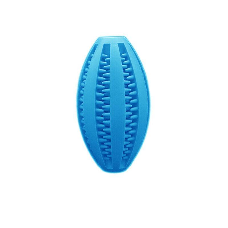 Dog Chew Toy Rubber Ball Treat Dispenser Dental Cleaning Training Play Ball - Light Blue Rugby (11.5CM)