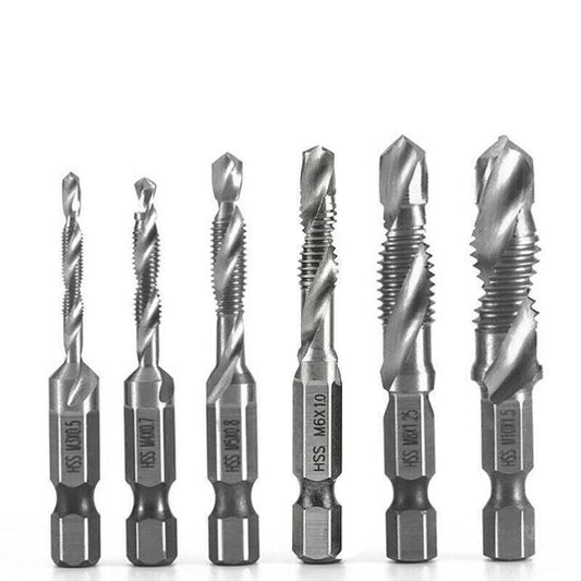 6X Hss Hex Shank Tap Drill Bits Metric Thread Screw Tapping Compound Set Tool.