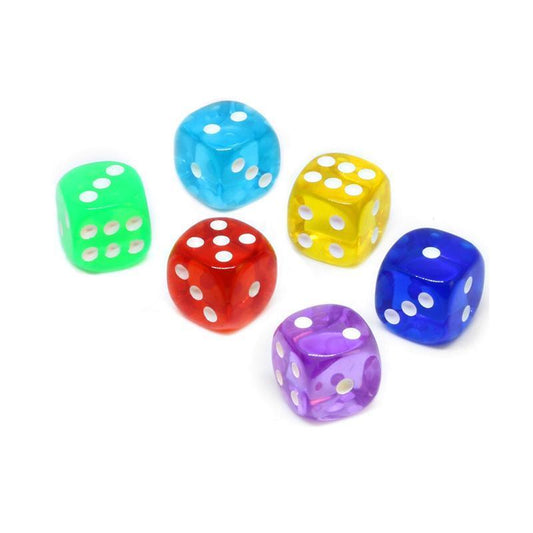 12-48PCS 6 Sided Games Dice Transparent Coloured Game Play Toy Bulk Board Game - 12PCS.