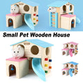 Wooden Luxury Hamster Villa Escape House Fun Nest Pet Home for Small Animals - Blue