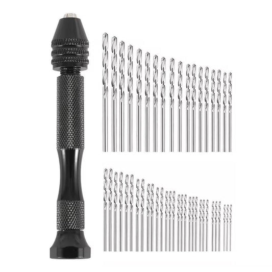 49pcs Mini Hand Drill Vise Hand Bits Twist Woodworking Set Precision Pin Tool.