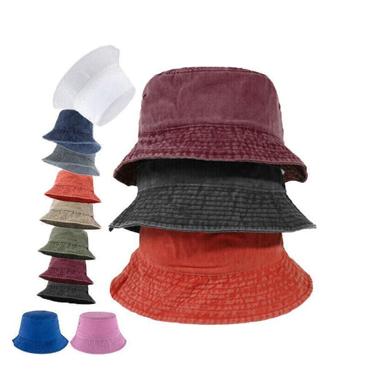 Unisex Men Women Washed Cotton Outdoor Camping Sports Bucket Hats Fisherman Hat - Orange