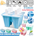 Silicone Ice Cream Mould Block Frozen Molds Icy Pole Jelly Popsicle - Pink-6Grid