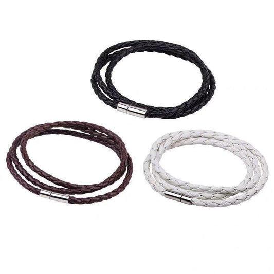 1Pc New Fashion Men Women Three Laps Pu Leather Bracelet Wristband Bangle Punk - Black