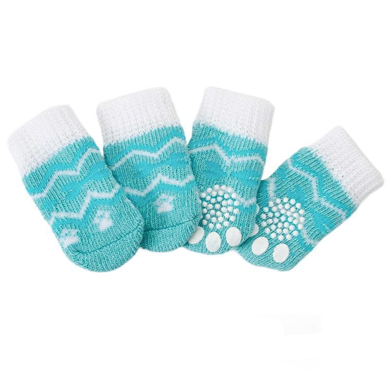 Non Slip Pet Socks for Dogs and Cats Knitted Paw Protector with Grips L Size - Red Mickey