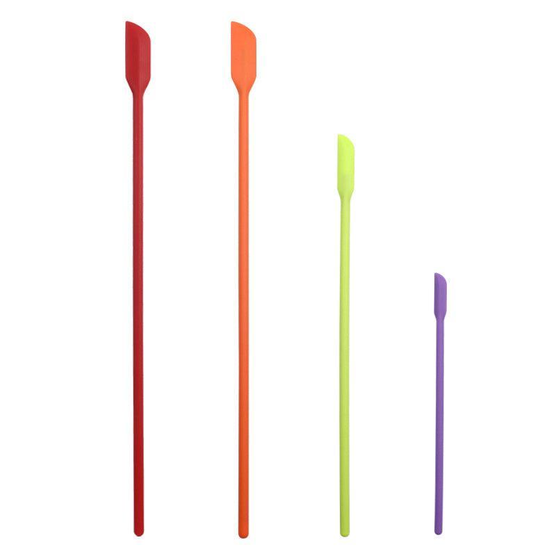 4X Silicone Mini Spatula Jar Scraper Scoop Tip Long Spatula Cosmetic Bottle B8A3 - Red