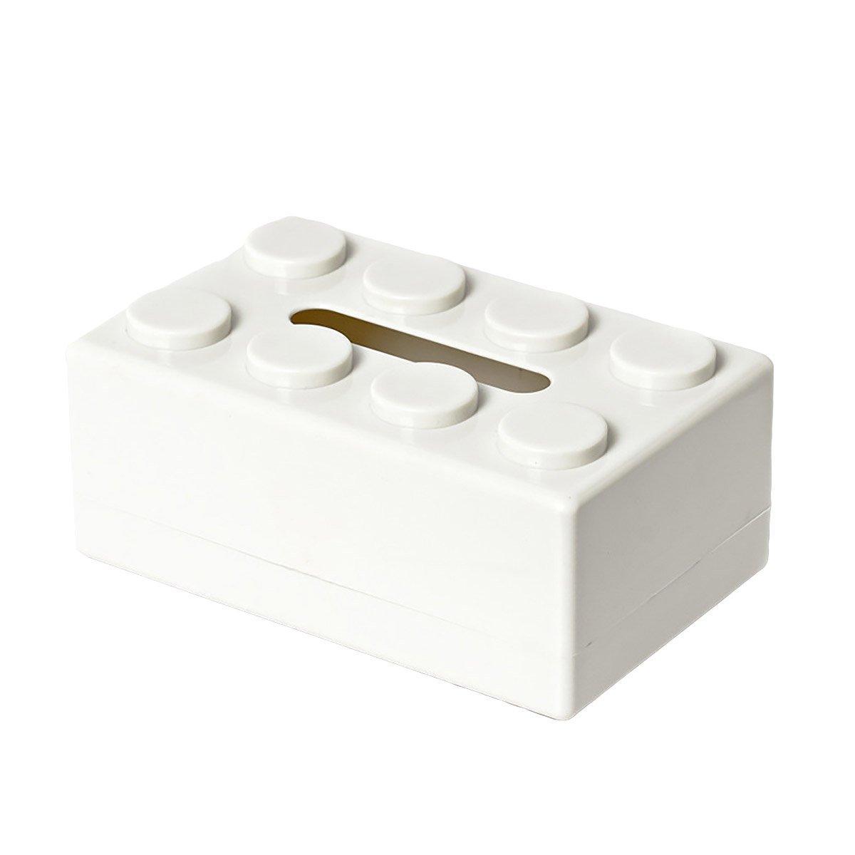 Tissue Box Cover Creative Building Block Cute Napkin Dispenser Holder Home Decor - White