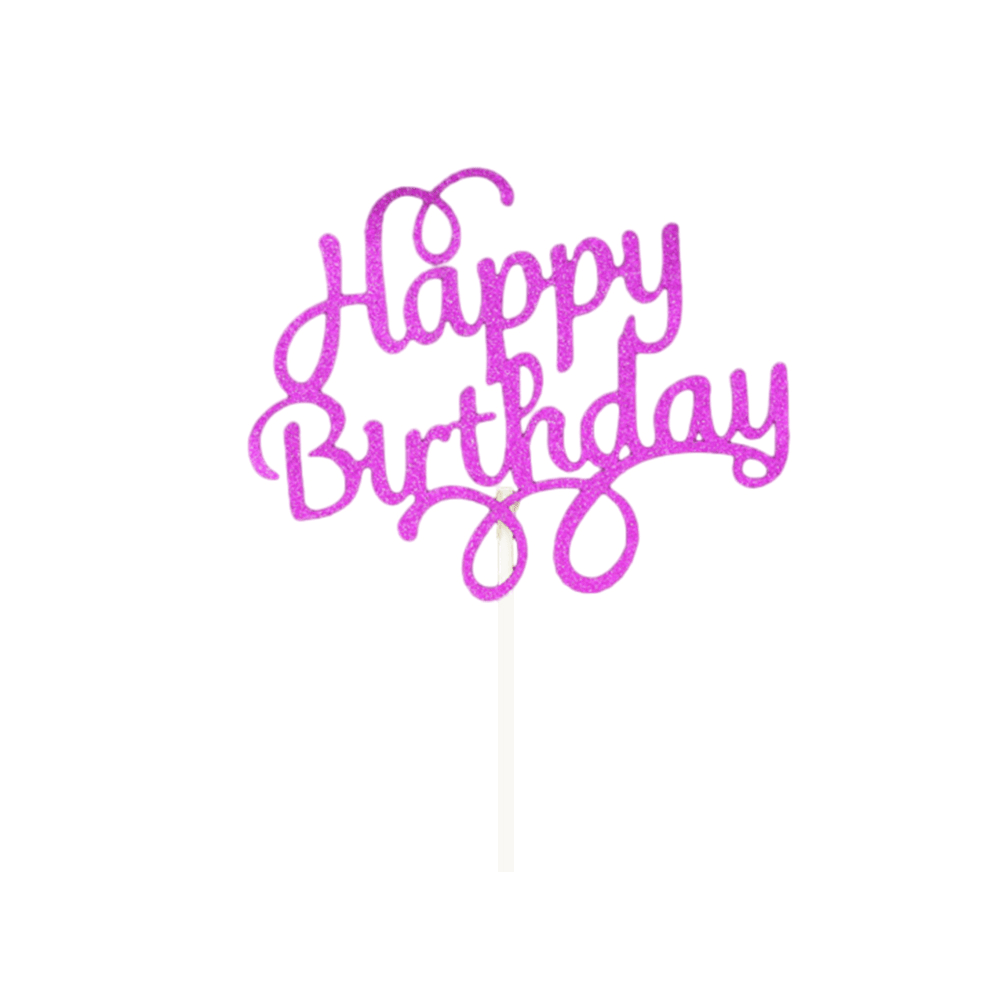 Happy Birthday Cake Topper Colour Printed Acrylic Party Decorations - Silver-Happy Birthday