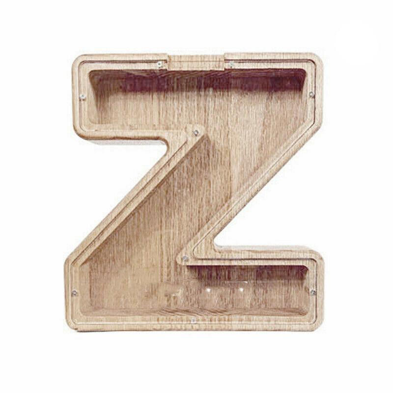 Wooden Piggy Bank Funny Letter or Guitar Coin Saving Money Box A–Z Gift Idea - U