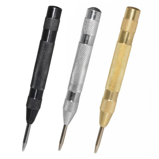 130mm Spring Loaded Centre Punch Automatic Brass Marking Tool Heavy Duty - Black.