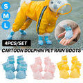 4pcs Cartoon Pet Rain Boots Waterproof Non-Slip Wear-Resistant Shoes for Dogs - Yellow - L