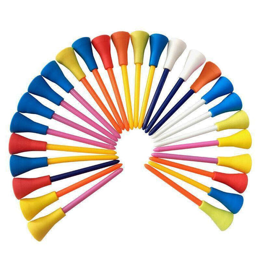 83mm Rubber Golf Tees 30PCS - Colourful Durable Plastic Tees with Soft Cushion Top.