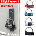 4 Digit Combination Padlock Wide Shackle Password Lock for Locker or Luggage - Silver.