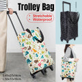 Lightweight Folding Shopping Cart Trolley with Wheels Retractable Tote Bag - White-Big