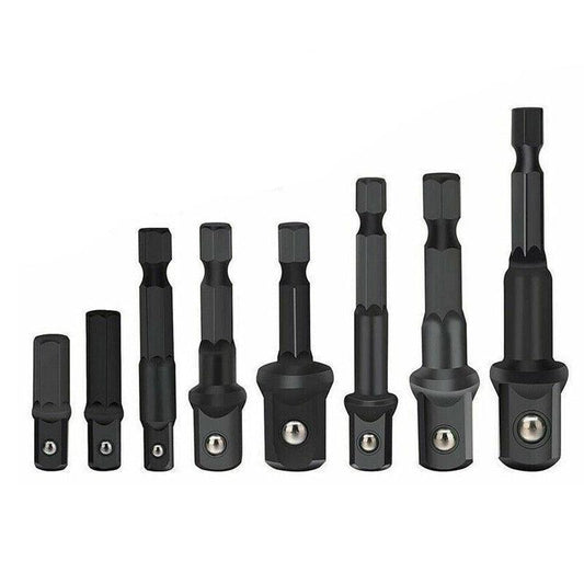 8PCS Power Drill Socket Adapter Extension Set Impact Nut Driver Hex Bit Tool Kit.