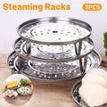 3pcs Stainless Steel Steamer Basket Steamer Tray Rack Waterproof Steam Cooking.