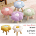 Small Flower Short Stool for Entryway or Living Room Shoe Bench or Footrest - Blue.