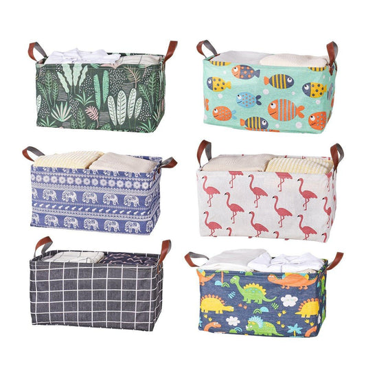 2pcs Foldable Cotton Linen Storage Baskets Home Organizer Box Office Supplies - Haig.