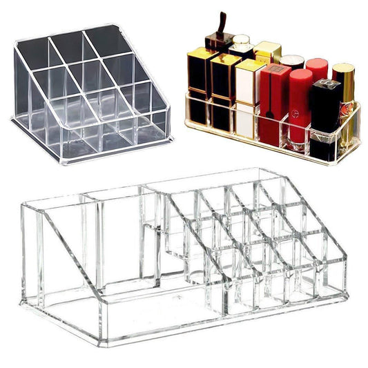 Desktop Transparent Storage Organizer Box Multi-Compartment Display Rack Holder - 9 grids.
