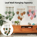 Handmade Braided Cotton Rope Leaves Wall Hanging Home Decoration Ornament - Khaki