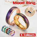 Mood Colour Changing Ring Temperature Sensitive Stainless Steel US Size 8 - Black