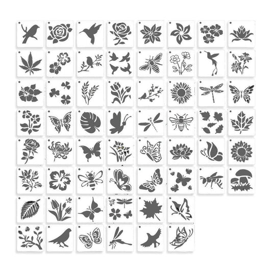 60X Flower Painting Stencils on Wood Canvas Reusable Stencil Art Template Fabric.