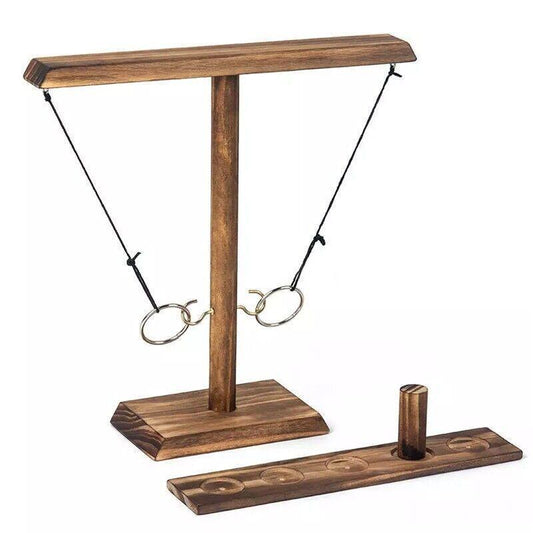 Wooden Hook And Ring Toss Game With Shot Ladder Table Toy Party Indoor/Outdoor.