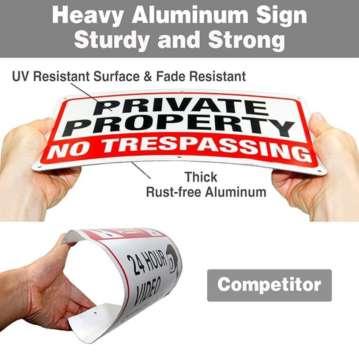 4PCS Reflective Surveillance Warning Signs Metal Security Camera Notice Durable.