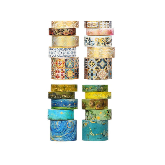 Gold Foil Washi Tape Set Decorative Craft Tape for Gift Wrapping Scrapbooking - YSSCJ.