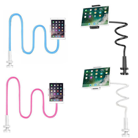 Adjustable Flexible Phone Tablet Holder with Clamp for Bed Desk Mount Use - White.