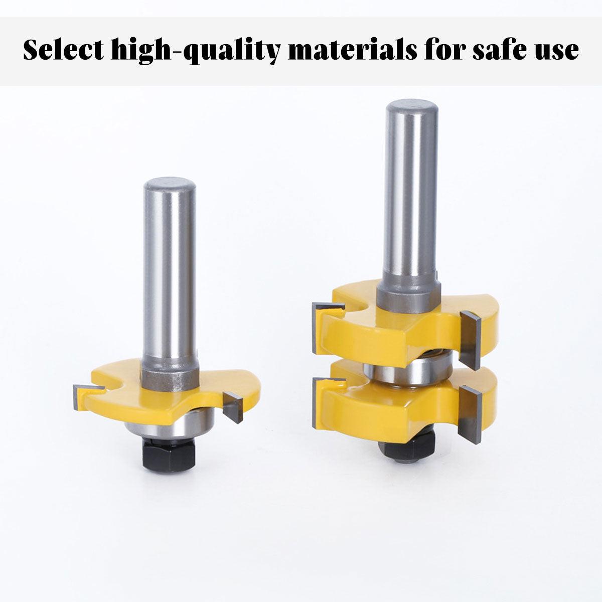 2pcs Tenon Milling Cutter Set Three Tooth T Slot Splice Square Tooth Router Bit.