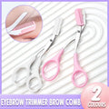 Eyebrow Trimmer Grooming Scissors Eyelash Thinning Shears Comb Brow Shaping Tool - Pink