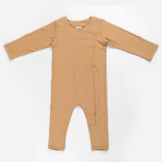 Ponchik Babies + Kids Magnetic Bamboo Body Suit - Toffee - 0-3m.