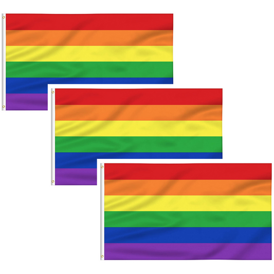 3x DELUXE RAINBOW GAY PRIDE FLAG Banner 150x90cm 3x5ft w Metal Eyelets BULK.