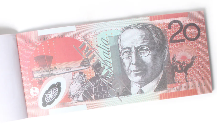 20 Dollar Australian Souvenir Note Pad Fake AUD Money - 1 Pack of 50 Sheets.