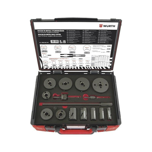 16pcs Wurth Cylinder Hole Saw Assortment Kit HSCO8 SYSKO 19â76 MM.