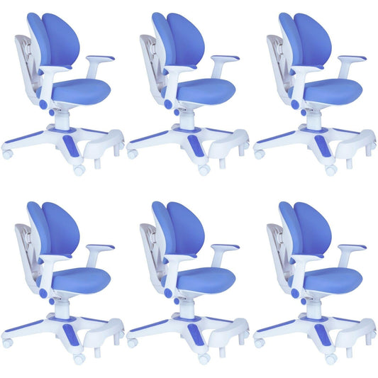 Ergonomic Children Kids Study Chair Set of 6 Height Adjustable - Blue.