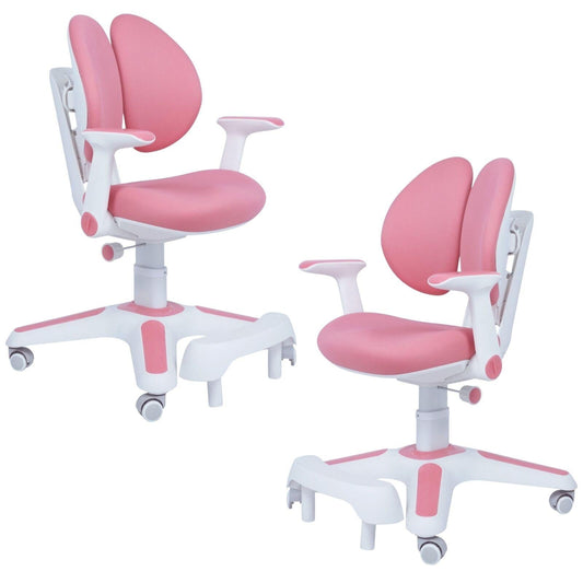 2x Ergonomic Children Kids Study Chairs Height Adjustable - Pink.