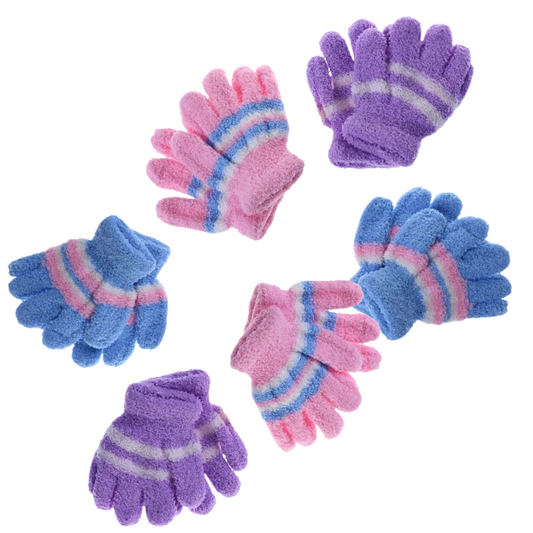 6 Pair Baby Gloves Warm Winter Full Finger Thermal Coral Fleece Kids Boys Girls.