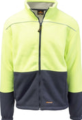 HI VIS Polar Fleece Sherpa Jacket Full Zip Thick Lined Winter Safety Jumper - Yellow - XXL