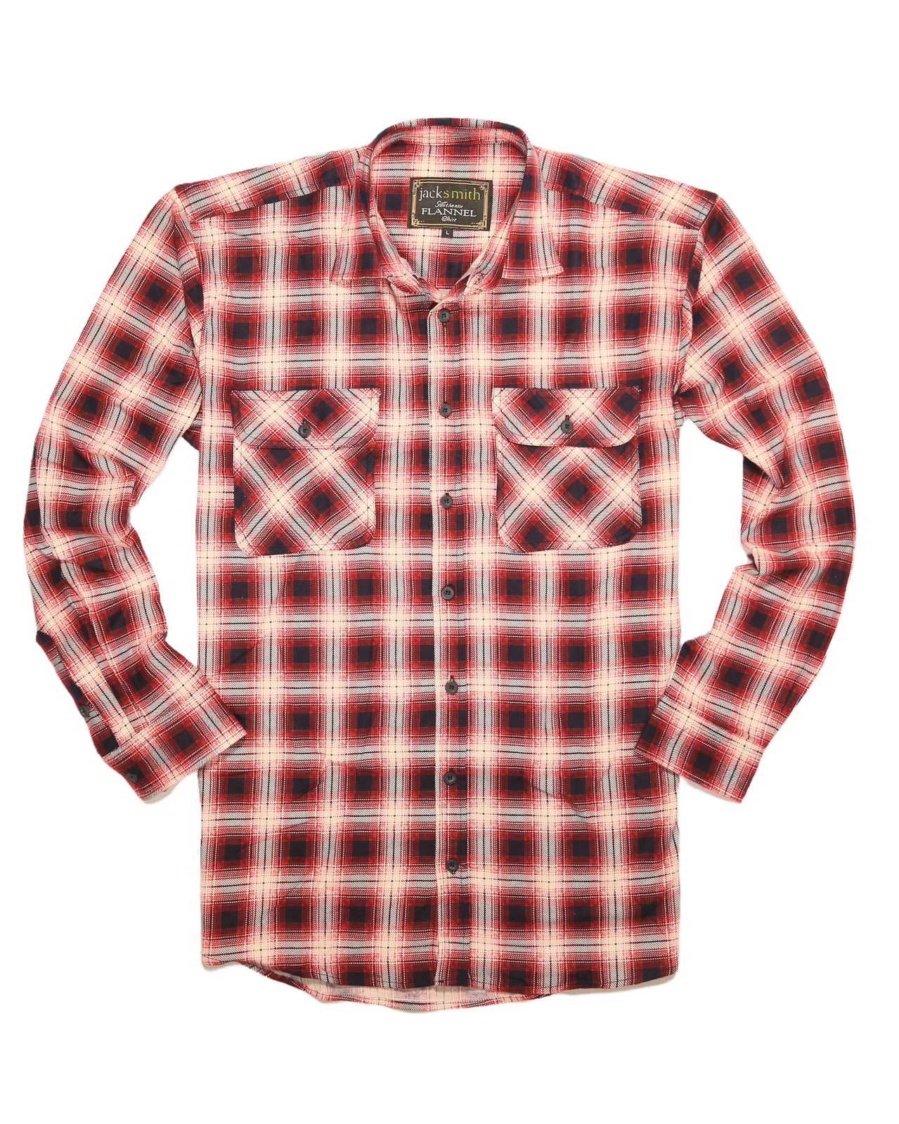 Mens 100% Cotton Flannelette Shirt Long Sleeve Check Authentic Flannel - Red/Navy - 5XL