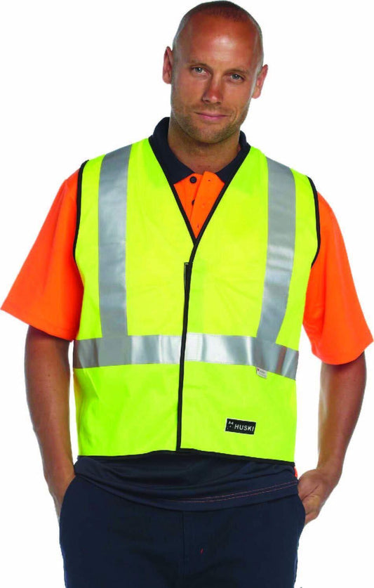 HUSKI Hi Vis Patrol Vest 3M Reflective Tape Safety Workwear High Visibility - Yellow - L.