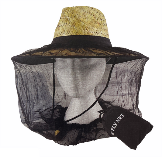 Mosquito Hat Net Head Protector Bee Bug Mesh Insect Mozzie Fishing Fly - Black.