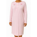 Womens Ladies Cotton Nightie Night Gown Pajamas Pyjamas Sleepwear PJ - Pink - 20