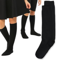 1x Pair School Uniform Knee High Socks Cotton Rich Girls Boys Kids - Black - 6-11 (12+ Years Old).
