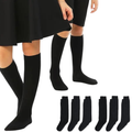 6x Pairs School Uniform Knee High Socks Cotton Rich Girls Boys Kids Bulk - Black - 2-8 (10-12 Years Old).