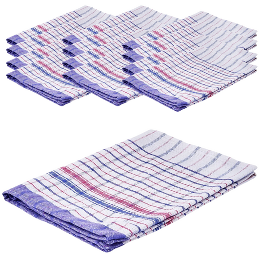 12pcs 100% Cotton Jumbo Tea Towel 90cm x 63cm - Assorted Colours.